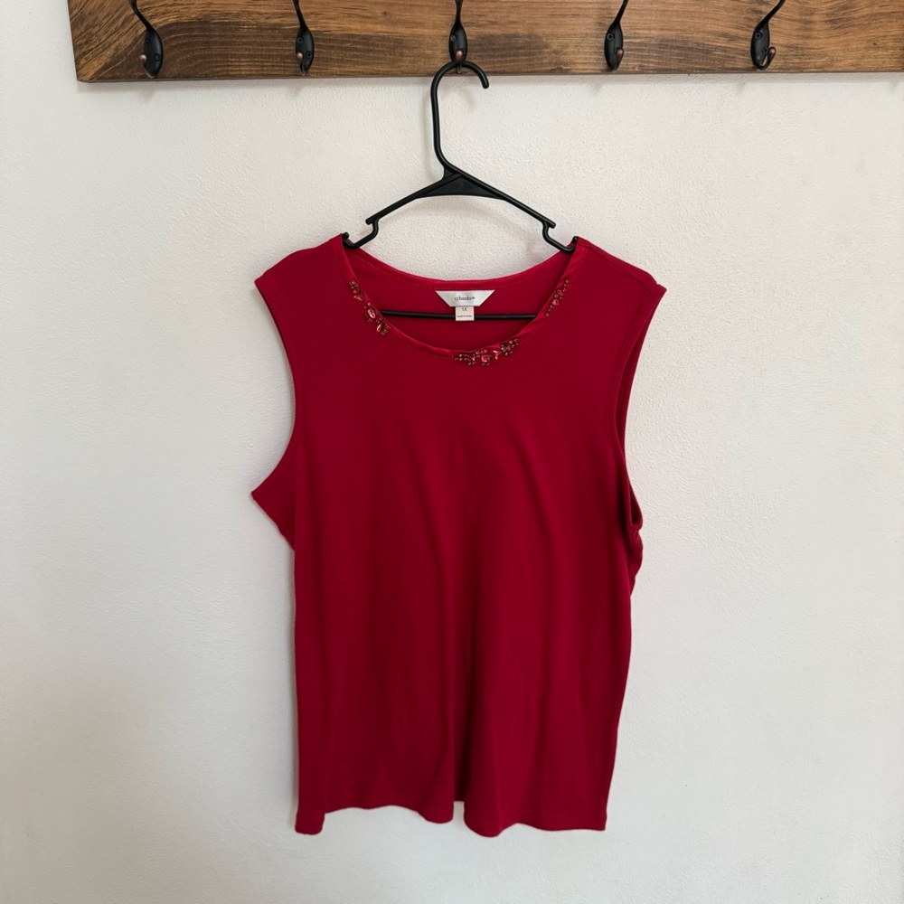 CJ Banks Red Embellished Tank Top